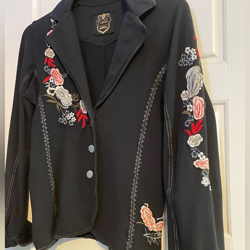 Black Embroidered Western Style Jacket, Size Small, 95% cotton, 5% Lycra - Picture 3 of 8